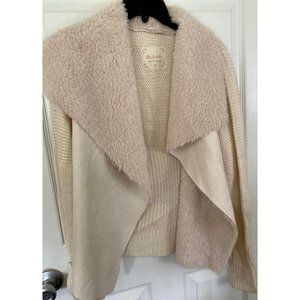 Altar'd State Women's Faux Suede Creme Tan Beige Light Pink Throw Jacket M Boho